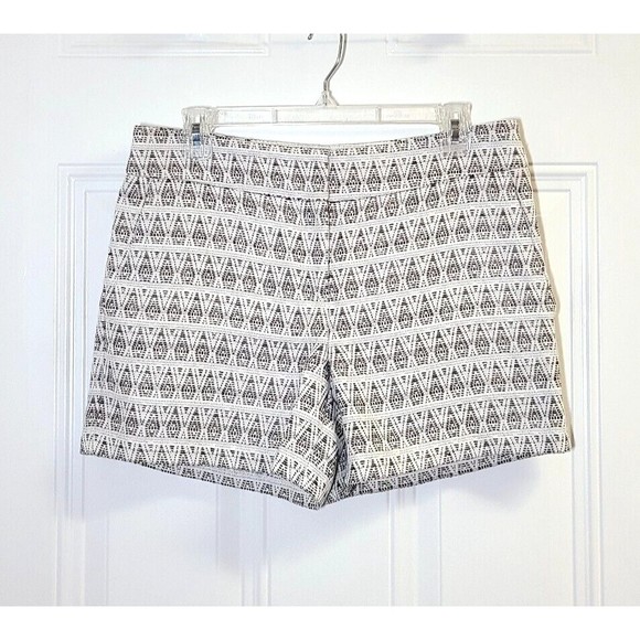 Ann Taylor LOFT Shorts Riviera Jacquard Shimmer Copper Cream Pockets Size 4 - Picture 1 of 14